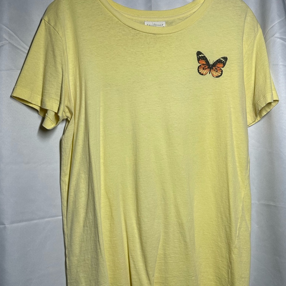 Full Tilt Soft Yellow Butterfly Graphic Tee T-Shirt
